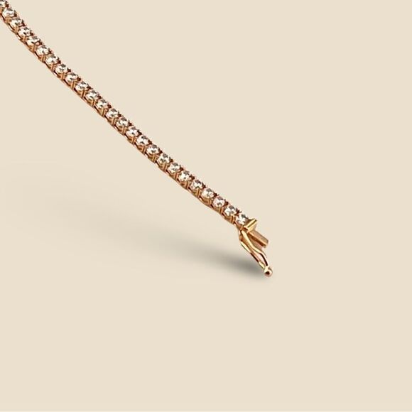 14k Solid Gold Tennis Bracelet 2.25 mm - Birthday Gift - CZ Stones - Trendy - Picture 7 of 7